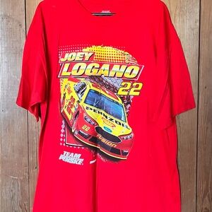 Vibrant Red and Yellow Racing Tee with Dynamic Design